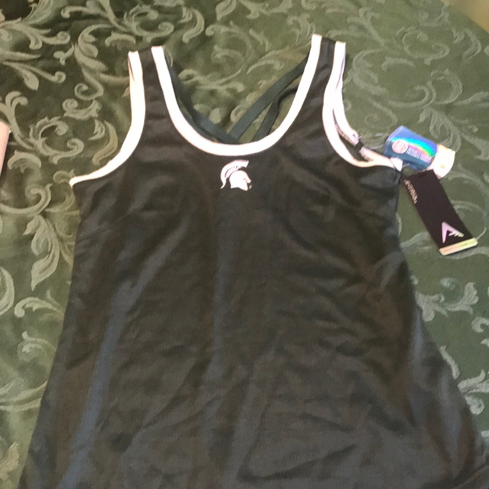 Michigan state tank top with straps cheer sparkles
